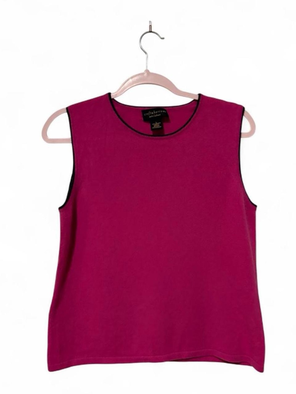 Vintage 100% cashmere pink/purple sleeveless top women’s lg TTS